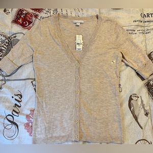 New York Company Cardigan Button Sweater Shirt Nude Beige Size XS Runs Big
